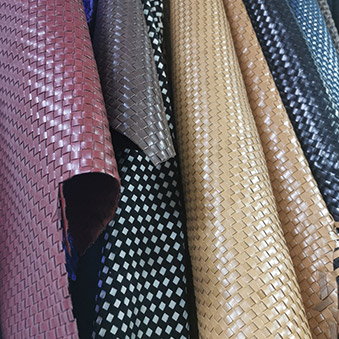 Cross pattern weave cow leather