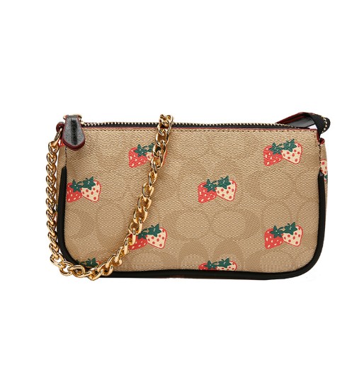 Brand Designer PU Leather Strawberry Print Chain Bag