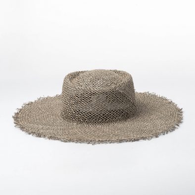 Outdoor Perforated Sea Straw Waved Women Flat Brim Sun Hat