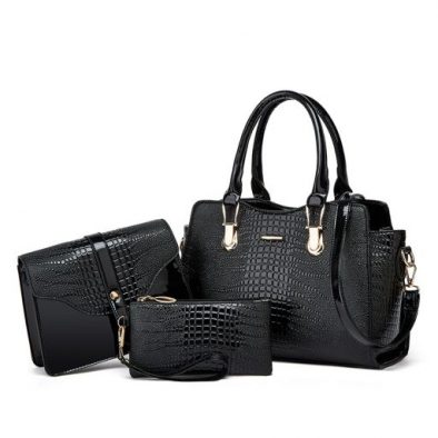 Crocodile Embossed PU Women Purse and Bag Set 3 in 1 Bag