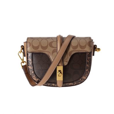 Single Shoulder Mini Presbyterian semi-round saddle bag, retro girl bag cross shoulder small round bag, letter CC pattern bag