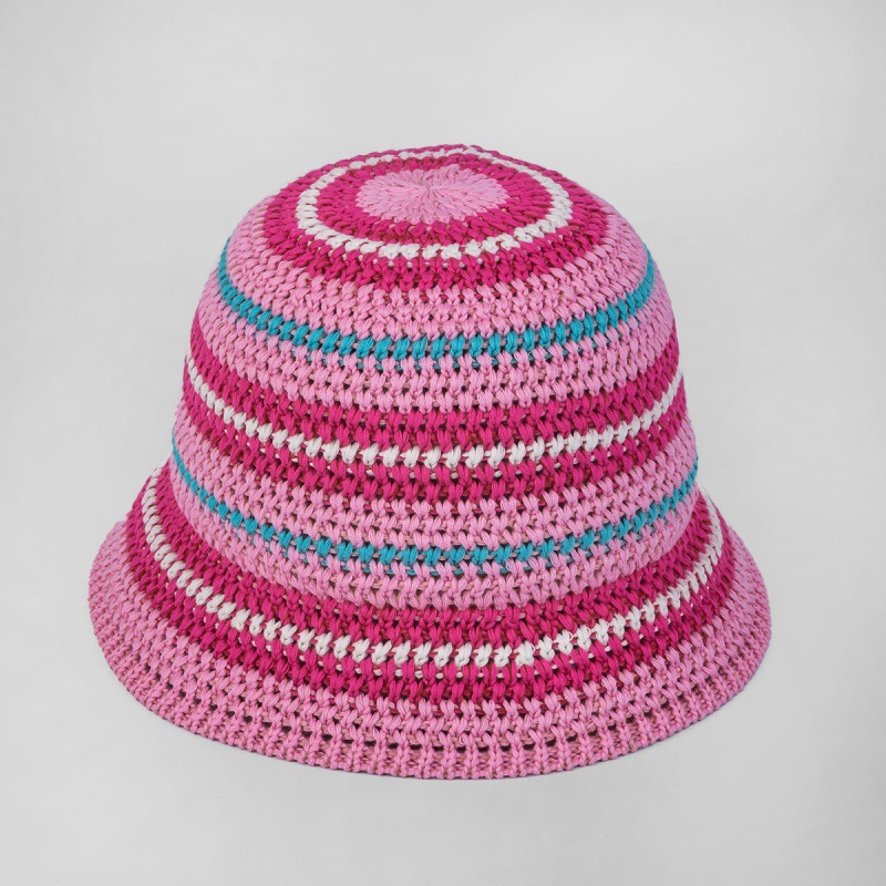 Summer dopamine foldable storage fisherman hat for women’s fashionable colorful woven face revealing small basin hat