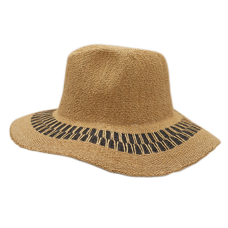 Japanese Korean khaki blue pink woven Panama top hat for women’s summer vacation beach beach beach sun shading straw hat